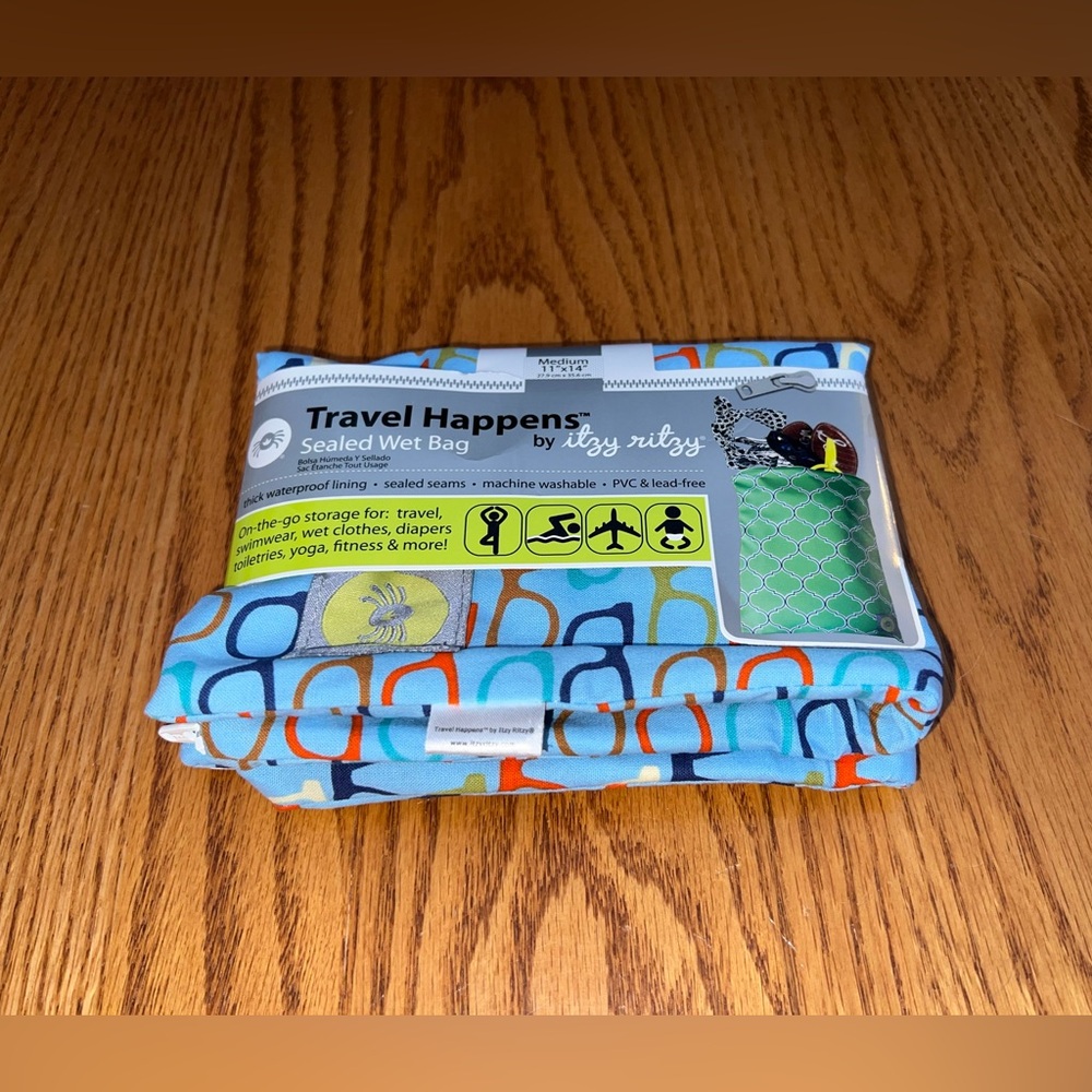 Itzy Ritzy Travel Happens Medium Sealed Wet Bag - Blue Multi